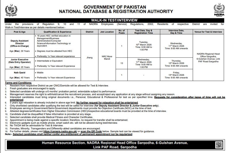 NADRA Jobs 2026 Advertisement 